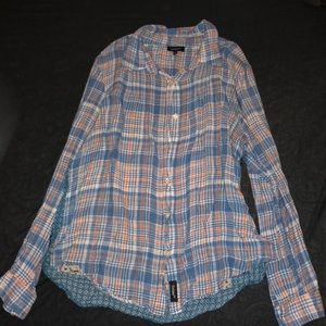 Long sleeve plaid short eith paisley back